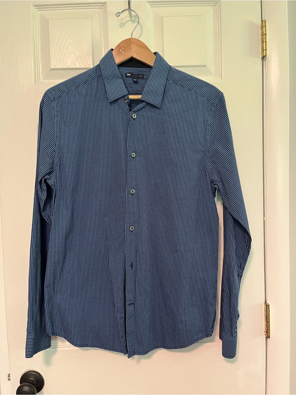 GAP Men's Navy Micro-Check Dress Shirt